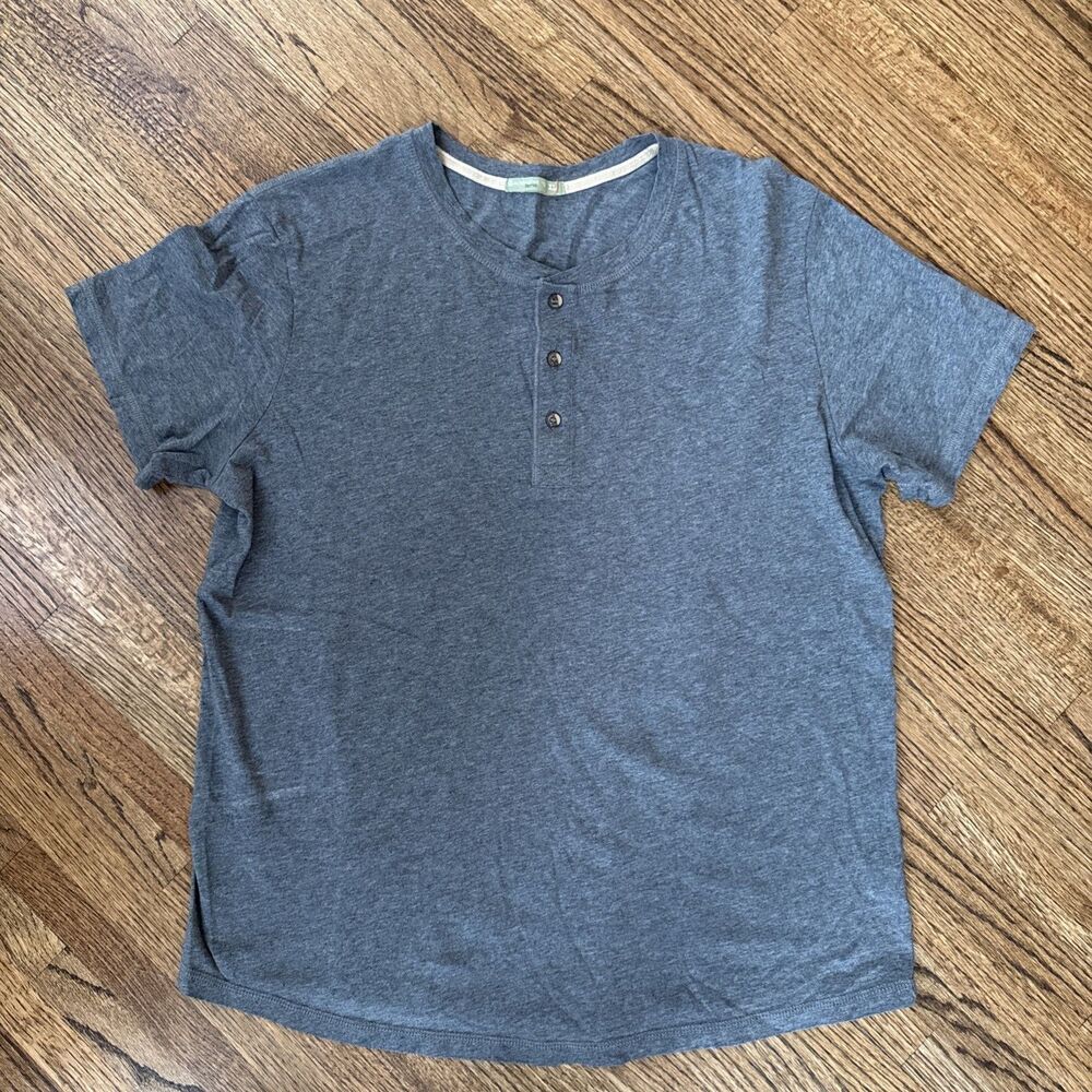 Men’s ALTERNATIVE EARTH Heather Grey Henley Tee T-shirt Apparel -XL